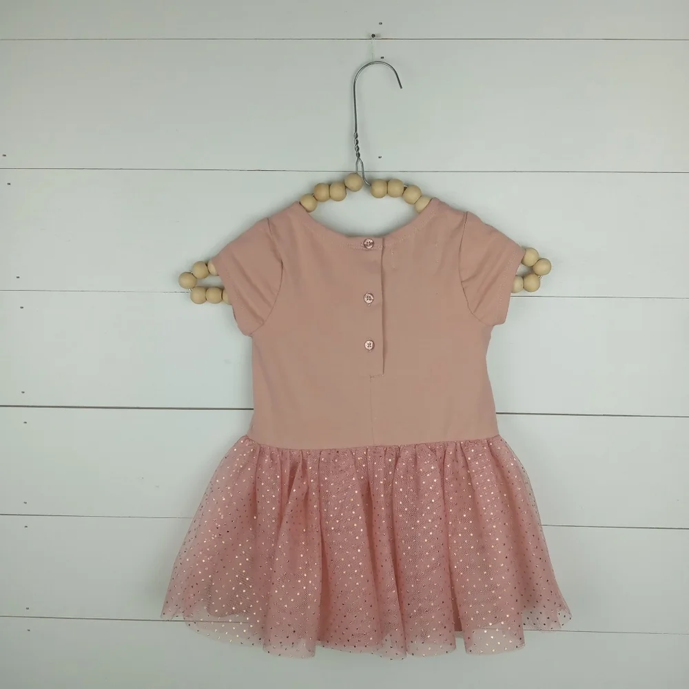 Pippa & Julie girls size 18 mos rose tulle gold polkadot bottom dress